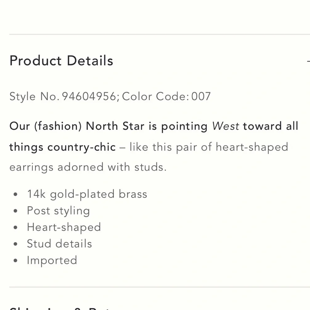 Anthropologie Western Heart Drop Earrings- NWT - Picture 3 of 3